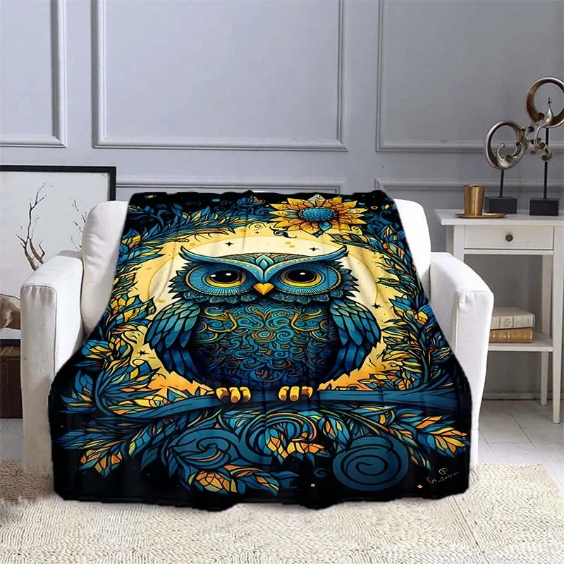 Outdoor Camping Heated Blanket - 10 Sizes Owl Pattern Blanket Warm