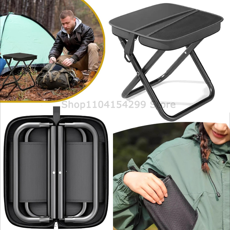 Outdoor Camping Activities For Adults - Portable Folding Stool for Adults, Black