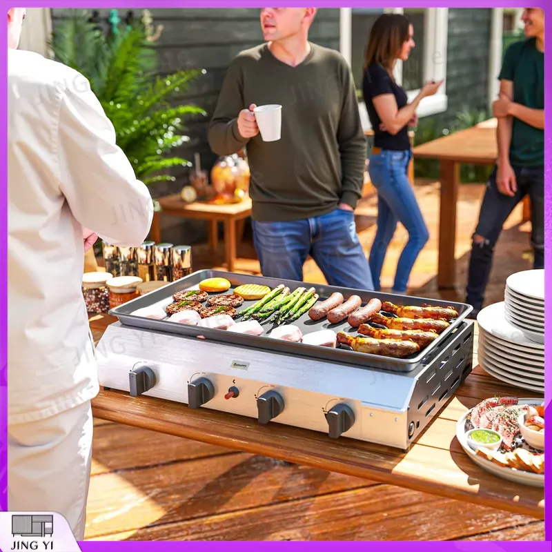 Outdoor Camping Griddle - Gas Grill BBQ Grill with Non-Stick