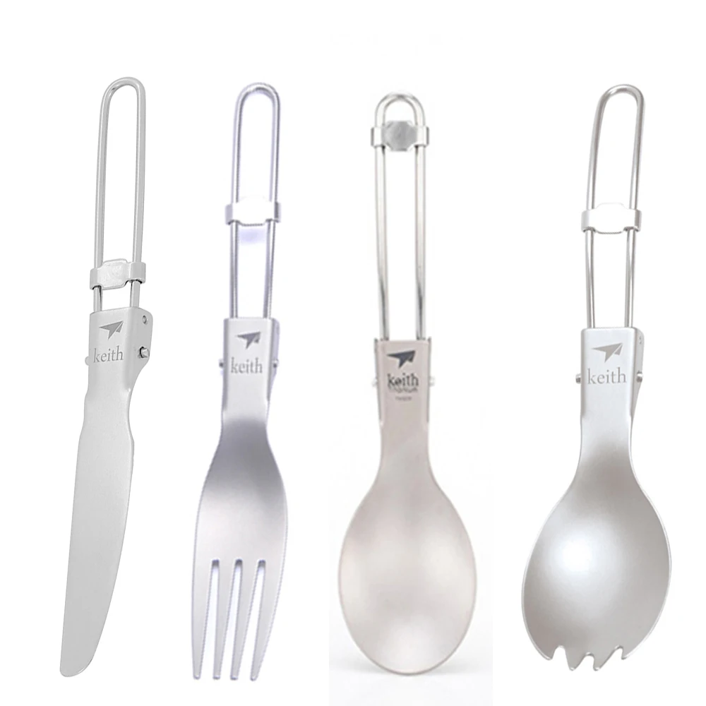 Outdoor Camping Kitchen Set - Keith Outdoor Titanium Folding Spoon Spork