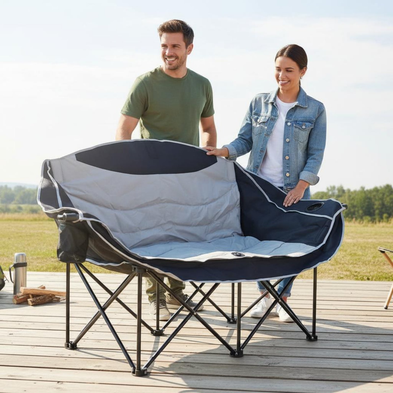 Double Camping Chair Foldable  - đánh giá và giá Outdoor Camping Meals