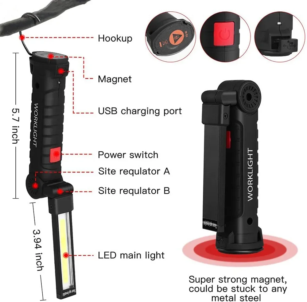 Portable COB LED Flashlight US - đánh giá và giá Outdoor Camping Lamp