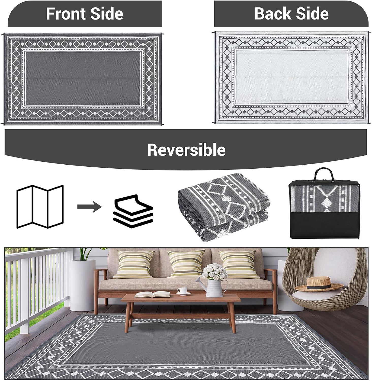 9x18 Waterproof Reversible Out - đánh giá và giá Outdoor Camping Rugs 9X18