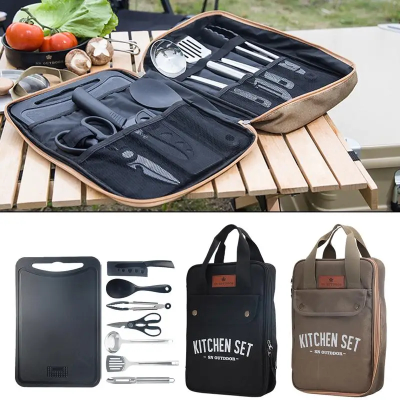 8pcs Camping Kitchen Cookware  - đánh giá và giá Outdoor Camping Kitchen Set