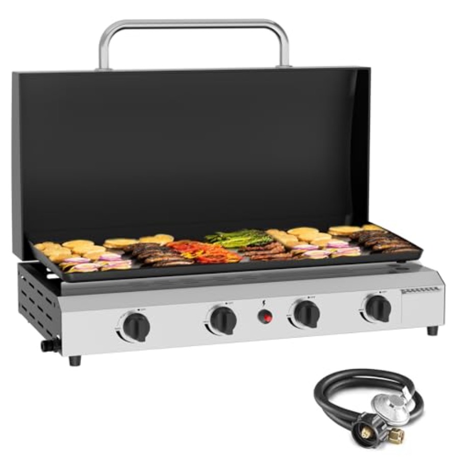 4 Burner Gas Griddle with Lid- - đánh giá và giá Outdoor Camping Griddle