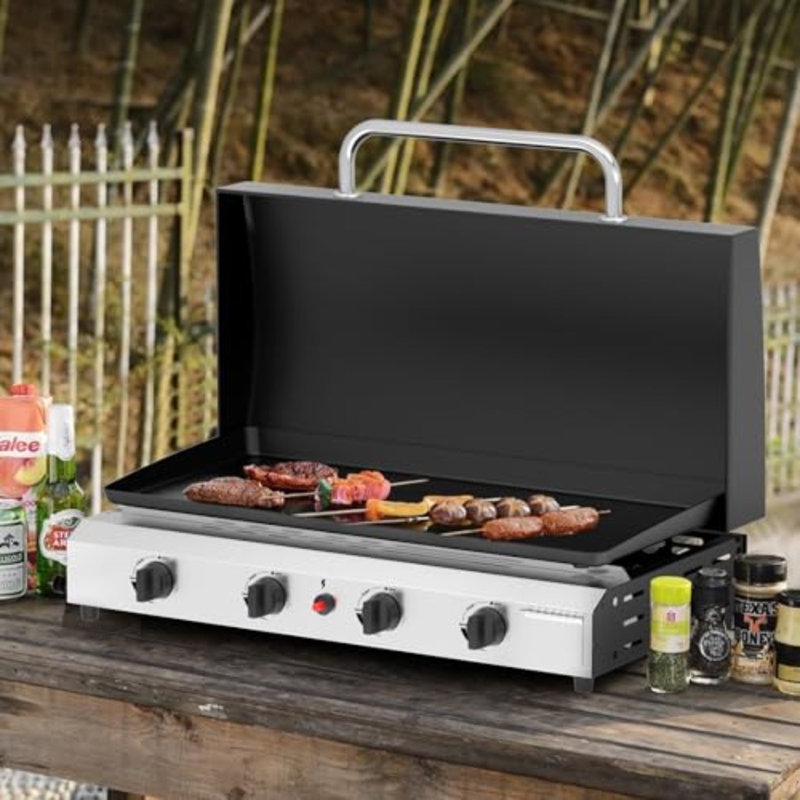4 Burner Gas Griddle with Lid- - đánh giá và giá Outdoor Camping Griddle