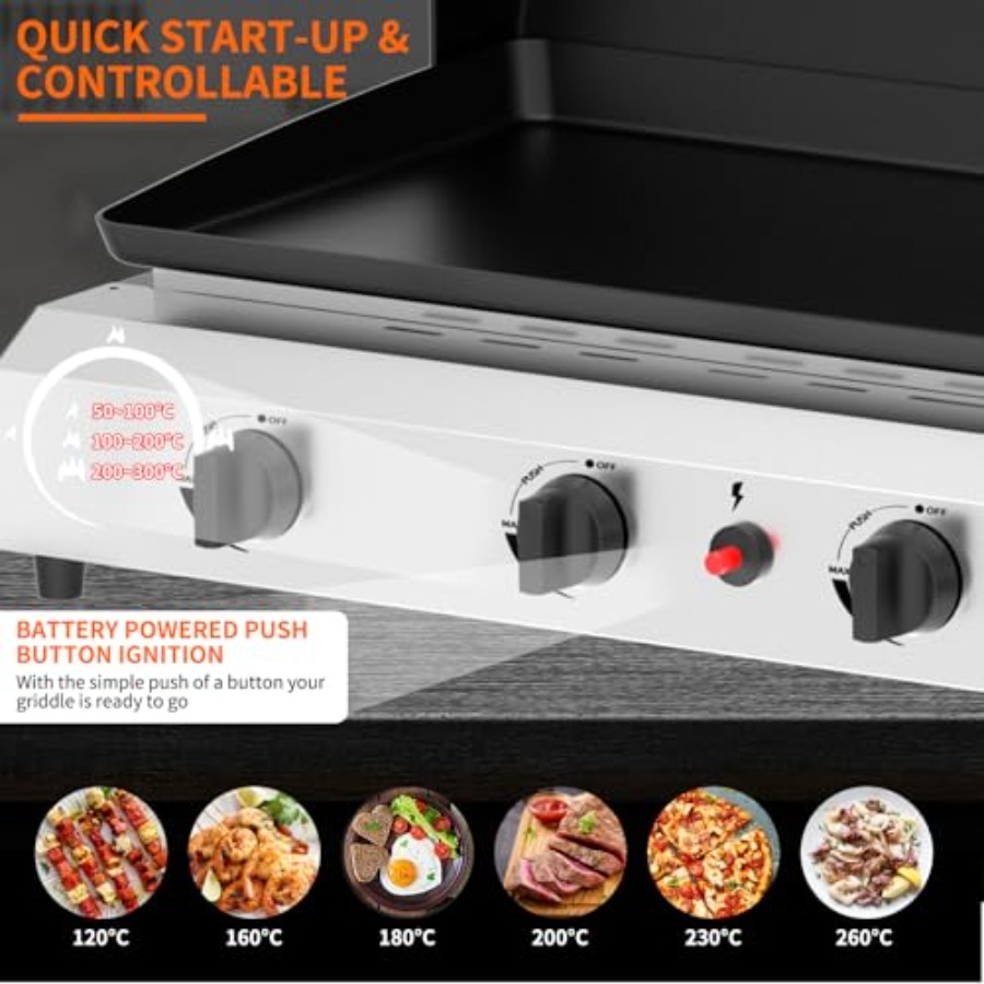 4 Burner Gas Griddle with Lid- - đánh giá và giá Outdoor Camping Griddle