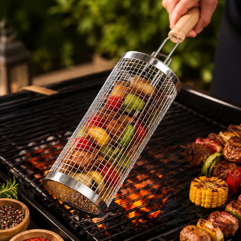 Round Barbecue Grill Basket Se - đánh giá và giá Outdoor Camping Grill