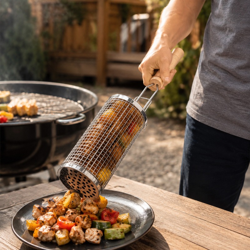 Round Barbecue Grill Basket Se - đánh giá và giá Outdoor Camping Grill