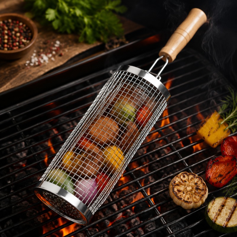 Round Barbecue Grill Basket Se - đánh giá và giá Outdoor Camping Grill