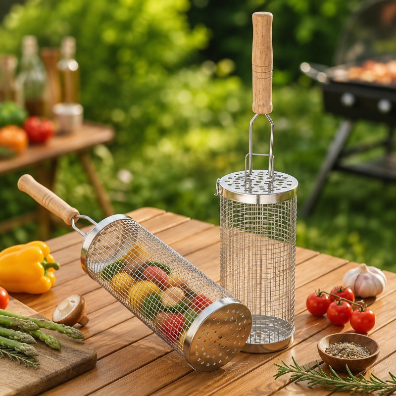 Round Barbecue Grill Basket Se - đánh giá và giá Outdoor Camping Grill