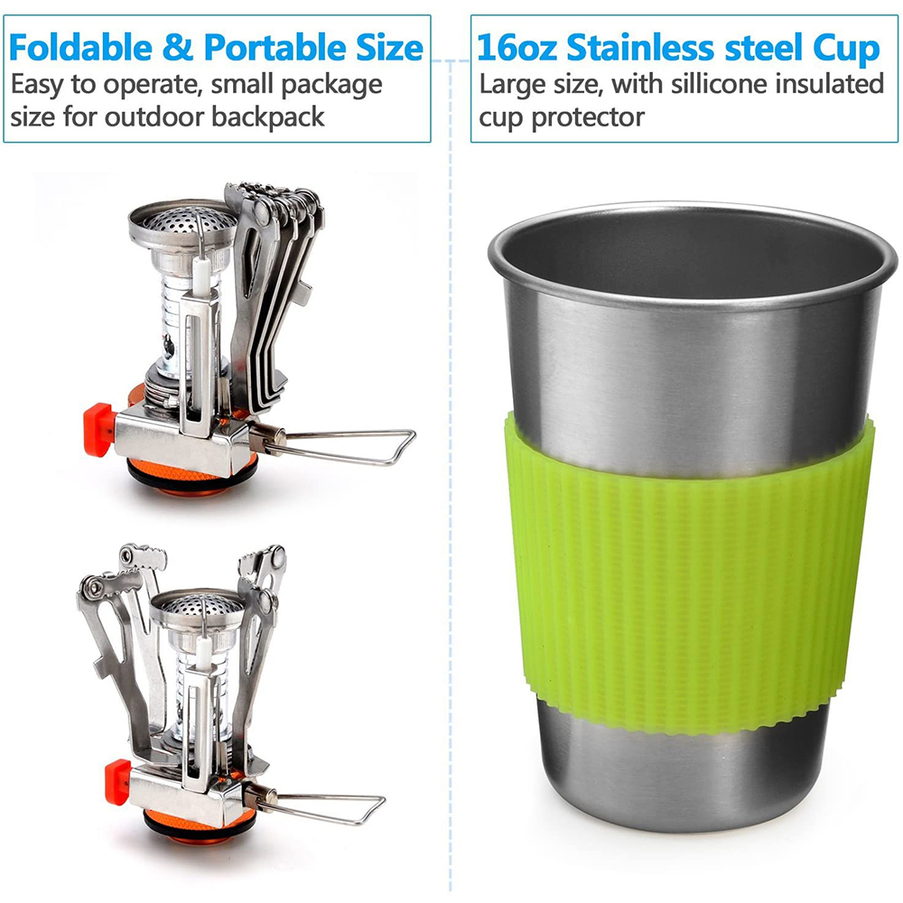 Camping Cookware Kit with Stov - đánh giá và giá Outdoor Camping Kitchen Set